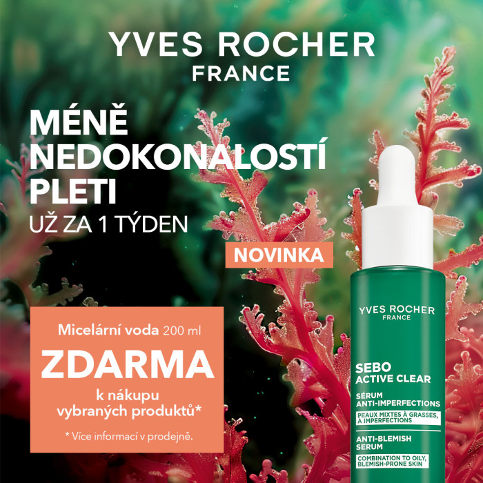 Micelární voda jako dárek k nákupu vybraných produktů od rostlinné kosmetiky Yves Rocher
