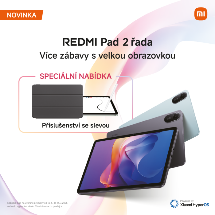 Objevte novou řadu Redmi Pad 2 s plynulým displejem, dlouhou výdrží a parádním zvukem v Xiaomi!