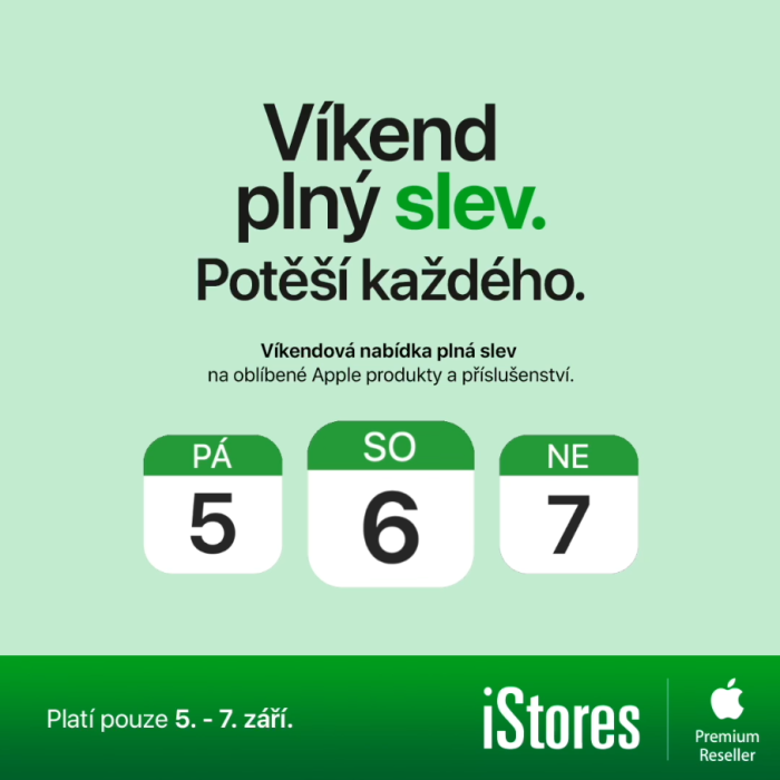 Připravte se na víkend plný slev v iStores – oblíbené Apple produkty a příslušenství za skvělé ceny!