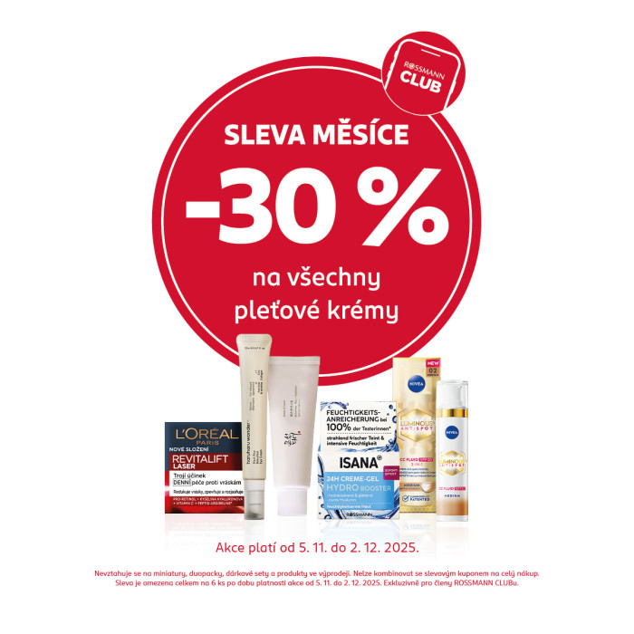 Akce 30 % na pleťové krémy v Rossmann
